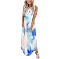 thumbnail image 2 of SMihono Robe Maxi Bohème d'Été pour Femmes Grande Taille Robe Longue Imprimée Sans Manches à Encolure Croisée devant Robe de Plage Évasée, 2 of 5