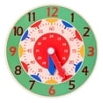 thumbnail image 1 of Green Wooden Learning Clock Toy Time Telling Educational Puzzle Numbers Colors Cognitive Development Early Math Skills Teaching Aid For Kids 7.44X0.98 Inch 0.09 Lbs, 1 of 5
