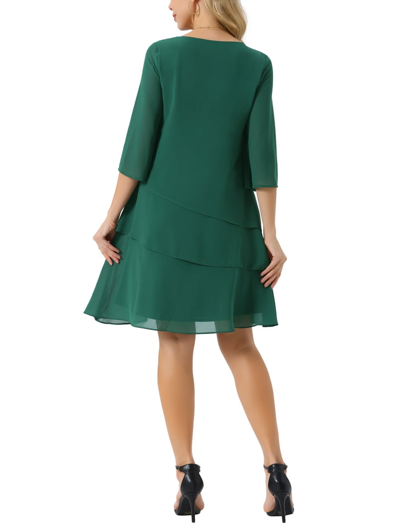 slim fit dress slacks Zapaka Women Dark Green Tiered Bridesmaid Dress with Pleated Spaghetti Straps Long Prom Dress, Dark Green / US6 main image 0