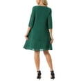 thumbnail image 3 of INSPIRE CHIC Women's Chiffon Dress Ruffle Tiered Flowy 3/4 Sleeve A-Line Knee Length Dress M Dark Green, 3 of 6