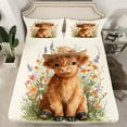 thumbnail image 2 of Castle Fairy Cute Highland Cow 4 Pieces Queen Sheet Sets for Teens Boys Girls,Farmhouse Animal Ultra Soft Flat Sheet,Chic Flowers Queen Fitted Sheet,Lightweight Room Decor, 2 of 7