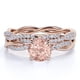 thumbnail image 1 of JeenMata Anillo de Bodas Nupcial de 1,75 Quilates con Morganita y Moissanita de Corte Redondo Engastado con Anillo de Compromiso y Alianza de Boda en Oro de 18 K sobre Plata, 1 of 5