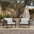 thumbnail image 2 of LuxenHome Outdoor Black Steel with PE Rattan Armchairs with Cushions, Set of 2, 2 of 10