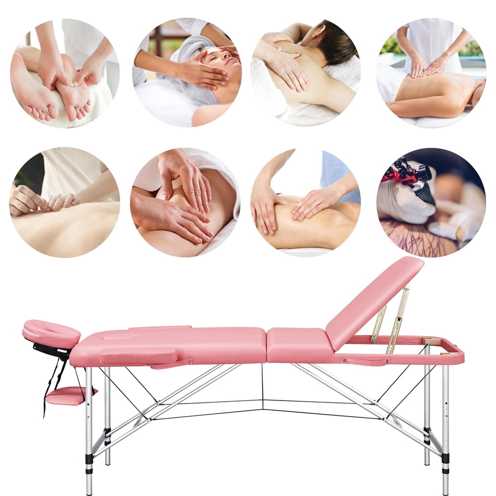 Renwick Adjustable Professional Massage Bed Max. Load Bearing Static 551.2lb, Pink
