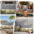 thumbnail image 5 of Sunflower Outdoor Waterproof Pillow Covers, Black White Buffalo Plaid Check Country Bee Decorative Rectangle Throw Pillowcase Sofa Cushion Sham for Patio/Couch/Chair, 20"x12" 2 Pack, 5 of 8