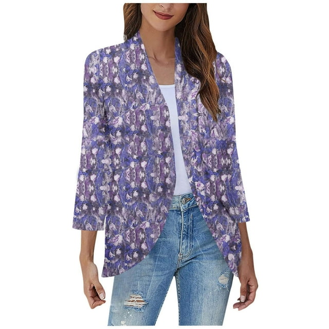 Pisexur Womens Jacket Open Front Cardigans Plus Size Jackets Coats Fall Jackets Women's Non Positioning Printed Fashionable Loose Lace Cardigan Top
