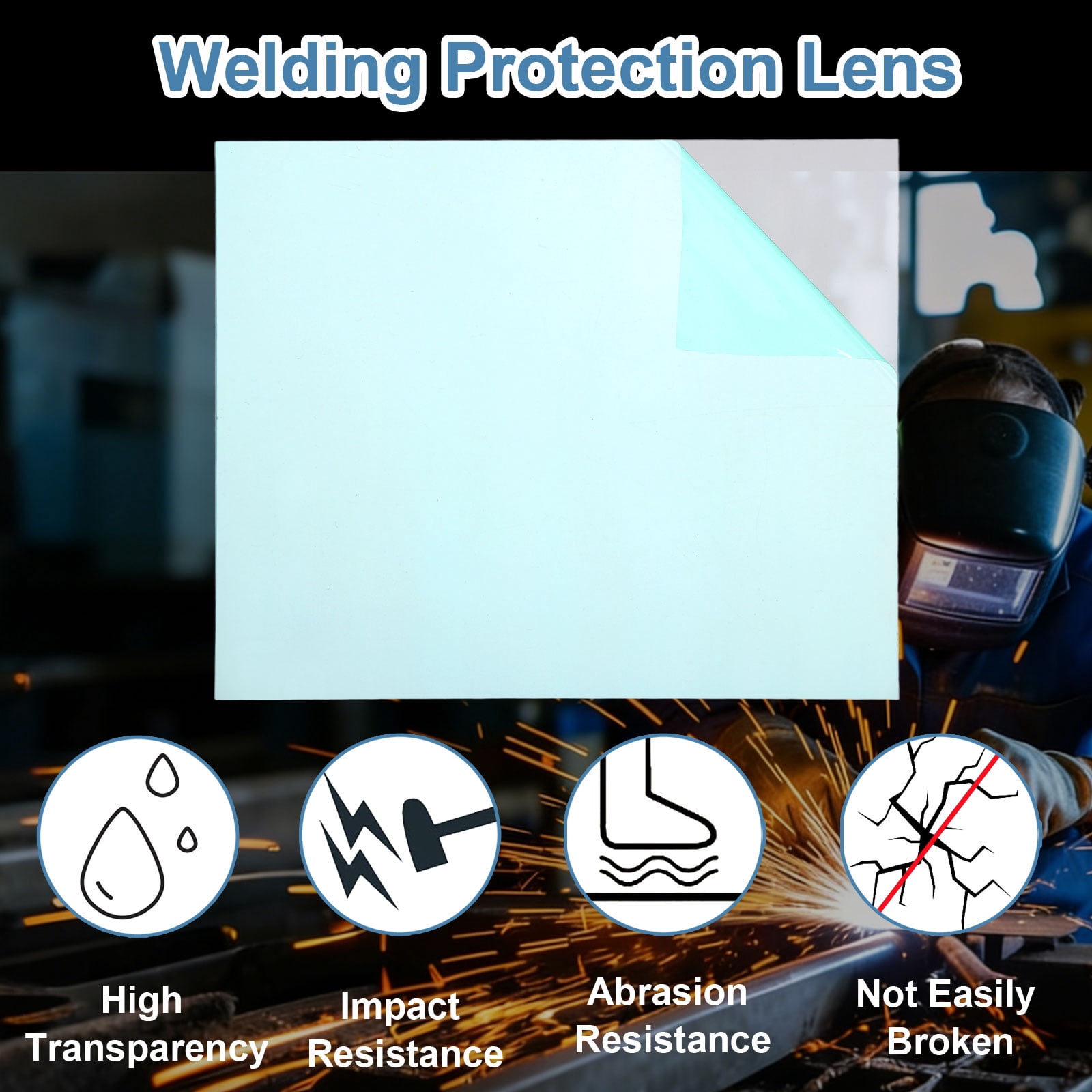 Uxcell 3-1/2 x 3-3/4 Inch Welding Protection Lens, 60 Pcs Clear PC Lens Cover Replacement Welding Helmet Hood Transparent Protective Covers Right Angle