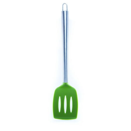 BEST Silicone Slotted Turner Spatula by Chef Frog - For Home or Professional Use - Features our “Stay-Cool” Stainless Steel