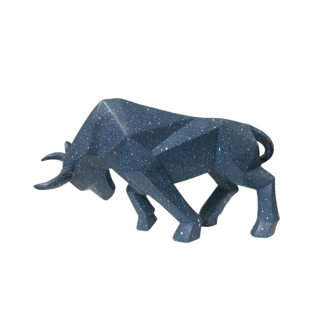 Estatua de toro Billuyoard escultura de toro de resina Decoración del hogar azul
