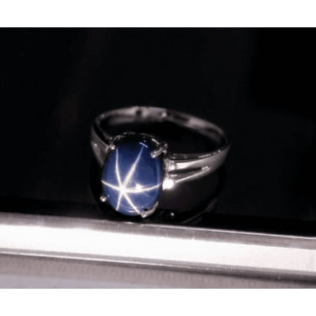 JewelryLoversZone 925 Sterling Silver Blue Sapphire Star Ring Elegant Blue Star Gemstone Ring Handmade Traditional Jewelry for Gift Silver 3