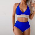 thumbnail image 5 of Women's Bikini Set Solid Color Two Piece Swimsuit with Removable Bra Pads No Underwire for Beach Swimming Vacation,Royal Blue,L, 5 of 7
