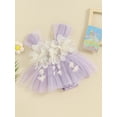 thumbnail image 3 of Suealasg Newborn Baby Girl Outfits Sleeveless 3D Flower Decor Tulle Romper Dress 1st Birthday Photoshoot Dress Summer Clothes, 3 of 9
