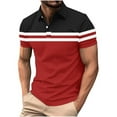 thumbnail image 2 of VgaVtl Summer Polo Shirts Men Short Sleeve Big and Tall Mens Collar Shirt Button Casual Red Striped Athletic Shirts, 2 of 5