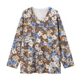 thumbnail image 7 of Nugftut Plus Size Tops for Women Long Sleeve Floral Graphic V Neck Blouses Casual Loose Fit Shirts, 7 of 7