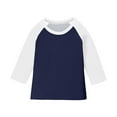 thumbnail image 2 of Frnrwgo Girls Thermal Shirt Size 3T-14 Crewneck Raglan 3/4 Sleeve Shirts Clothes Cute Pullovers Tops Navy, 2 of 6