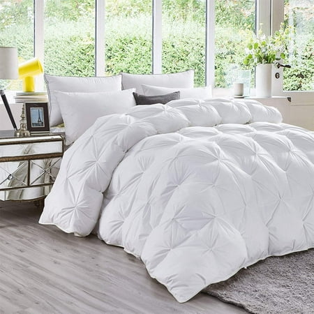 D.N.G. BEDDINGS 1 Piece Luxury Pinch Pleated Comforter Premium 800 Thread Count 100% Egyptian Cotton Twin/Twin XL Size Solid White Color