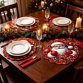 thumbnail image 5 of 4 Pack Christmas Themed Round Placemats,Washable Heat Resistant Table Mats, Holiday Dinner Party Table Decor, 5 of 6