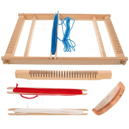 SHOWERORO 1 Set Weaving Loom for Children Handcraft Weaving Wooden Rectangular Frame Home Use