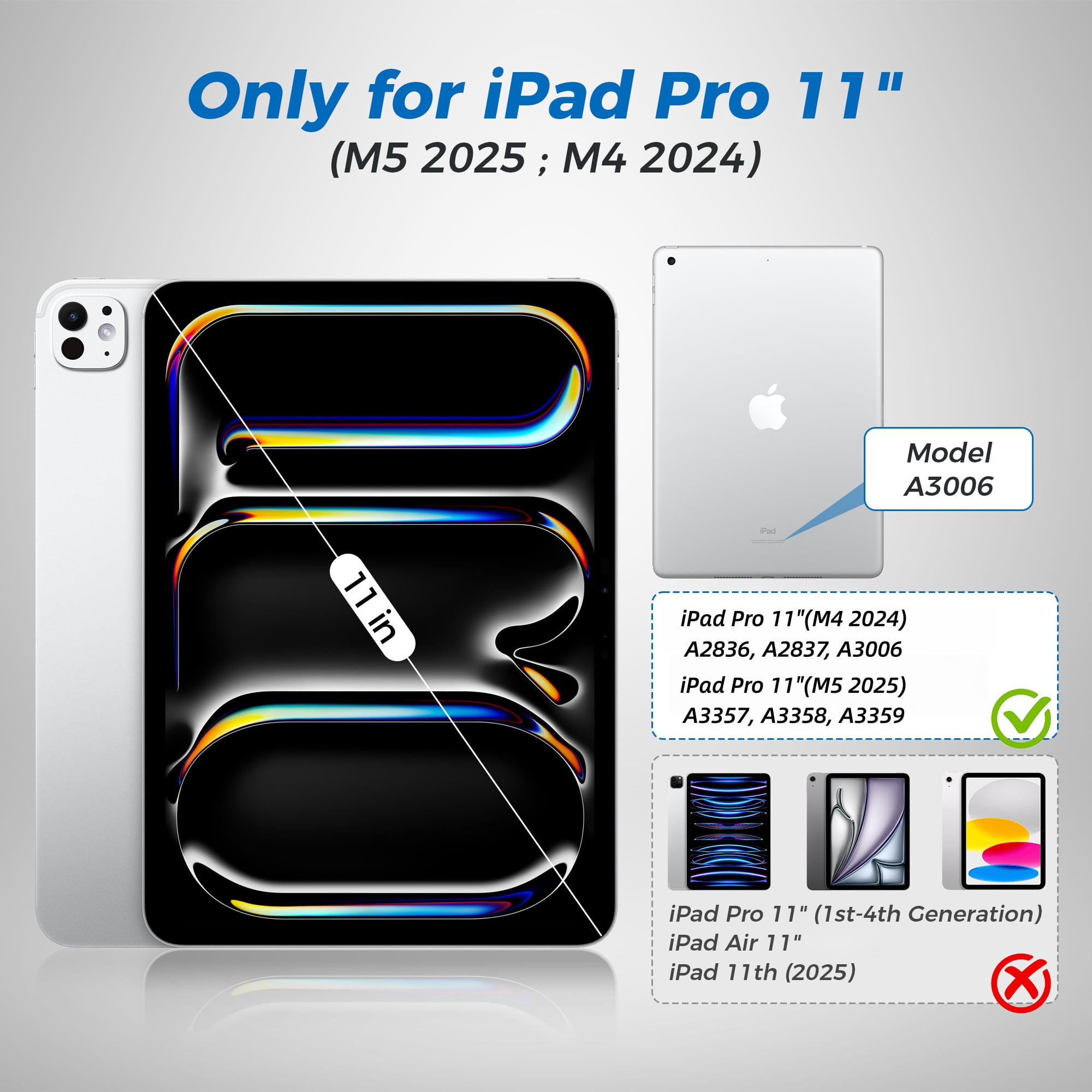 Magic Keyboard Case for iPad Pro 11-inch 2024 (M4) and iPad Pro 11-inch 2025 (M5) - Magnetic Keyboard with Multi-Touch Trackpad, Backlit, Lightweight - White