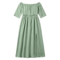 thumbnail image 4 of Tqcoqu Summer Cotton Dresses for Women - Boho Casual Off Shoulder Floral Long Maxi Dress,A-Green Women's S-XXXL, 4 of 7