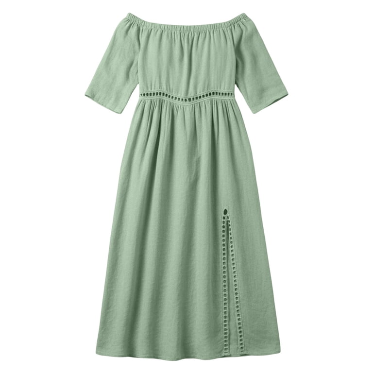 eyelet off the shoulder midi dress Eyelet Off-The-Shoulder Midi Dress