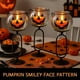 thumbnail image 3 of Candelabro de cristal con forma de calabaza y cara sonriente brillante, ideal para Halloween, para mesa, chimenea, repisa, ventana, decoración festiva de otoño., 3 of 6