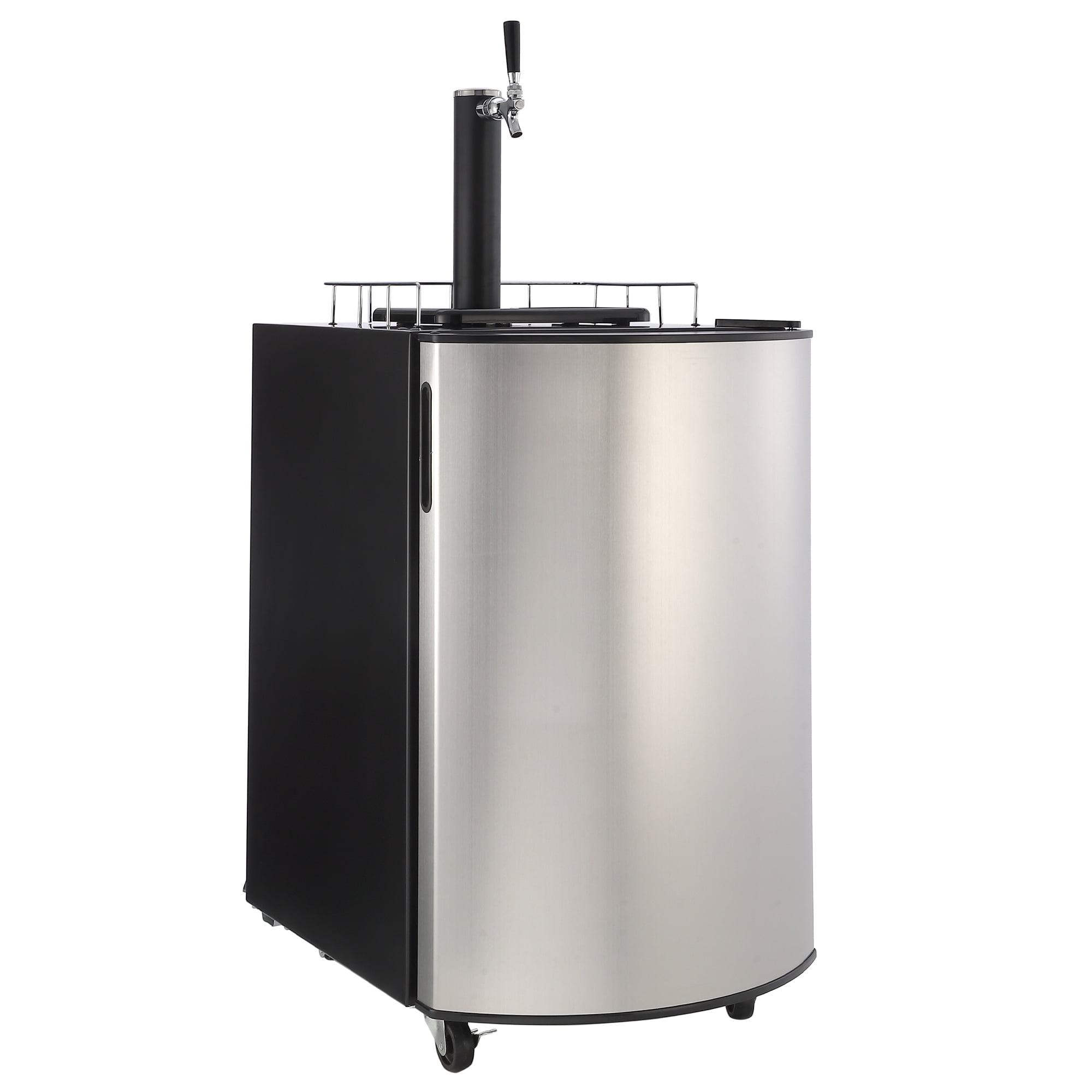 Beer Kegerator, Single Tap Draft Beer Dispenser, Full Size Keg Refrigerator With Shelves, Stainless Steel, Drip Tray & Ra il