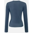 thumbnail image 5 of Womens Shirts Long Sleeve Crew Neck Ruched Stretch Basic Fitted Tee Shirts Tops, 5 of 5