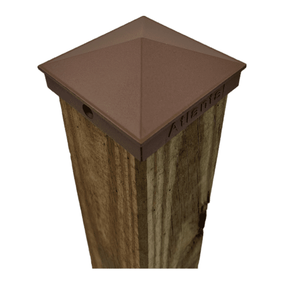 4x4 Post Cap (3.5") Brown Metal Pyramid Top for Outdoor Fences, Decks and Mailboxes, by Atlanta Post Caps