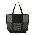 thumbnail image 4 of Time and Tru Women's Mesh Beach Tote Bag, 2-Pack Tropic Orange Spirit / Black, 4 of 9