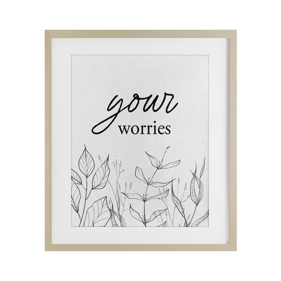 Your Worries Minimalist Leaves Birch Framed Print Under Glass, design by Lettered and Lined