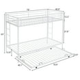 thumbnail image 2 of Zimtown Twin over Twin Bunk Bed with Trundle, Heavy Duty Metal Bed Frame with Safety Rail Side Ladders for Dormitory Bedroom Boys Girls Adults,No Box Spring Needed (White), 2 of 12