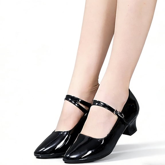 Miqool Dance Shoes for Women Patent Leather Mary Jane Dancing Heels Ankle Strap Character Shoes for Ballroom Salsa Tango Flamenco Latin Wedding
