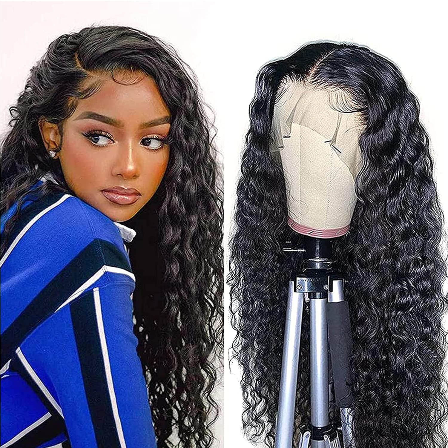 JESSIE'S SELECTION 13x4 Water Wave Lace Front Wigs Human Hair Pre Plucked  with Baby Hair HD Lace Front Wig Wet and Wavy Wigs Human Hair for Women  150% Density(18Inch) 