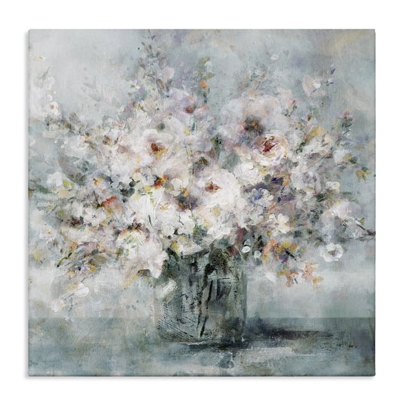 Stupell Industries Faded Complex Bouquet Floral Painting Wrapped Canvas Canvas Art Print Wall Art, 17 x 17