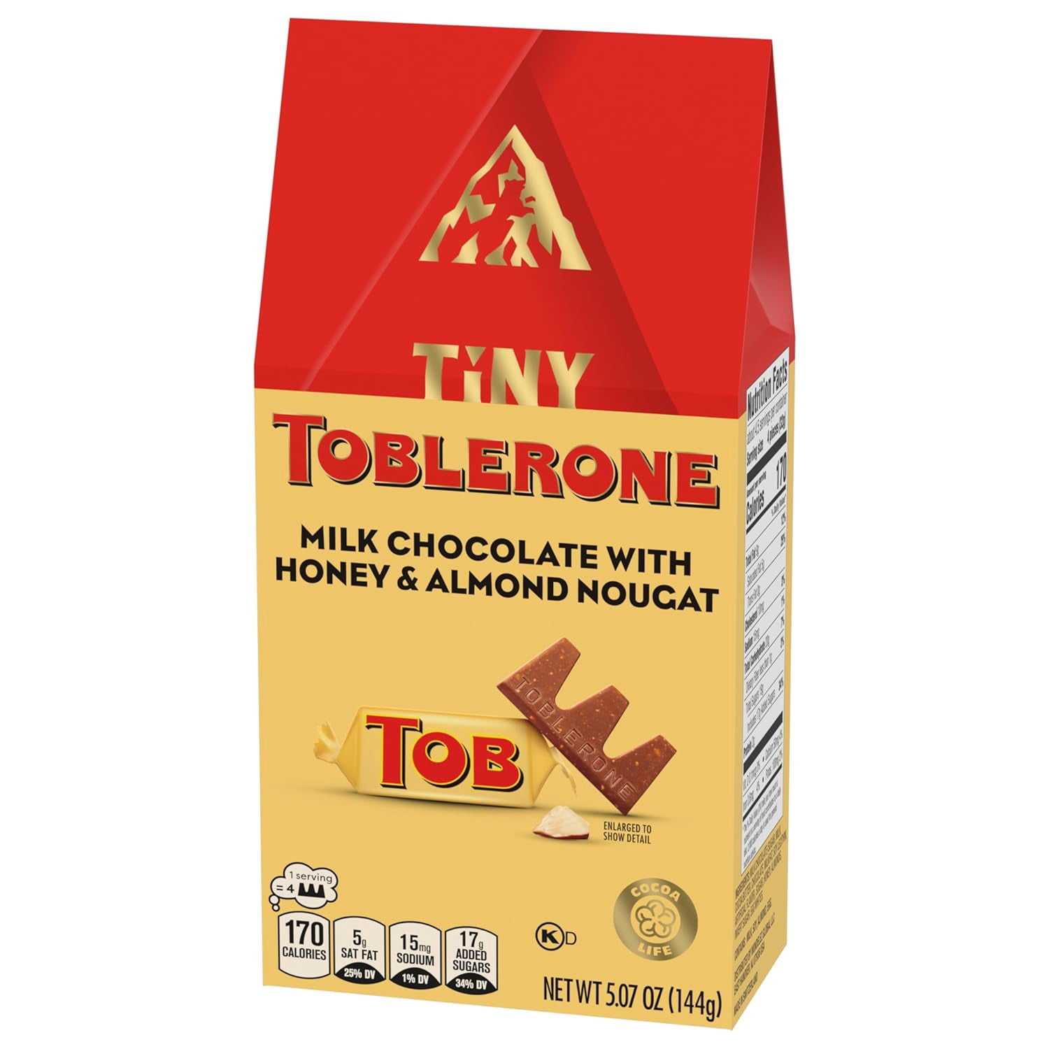 Tiny Toblerone Milk Chocolate Bars with Honey and Almond Nougat, 5.07 oz (18 Pieces)