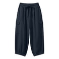 thumbnail image 5 of Lenago Pants for Women Solid Color Lightweight Drawstring Elastic Waist Pants with Pockets Linen Casual Workwear Trousers, 5 of 9
