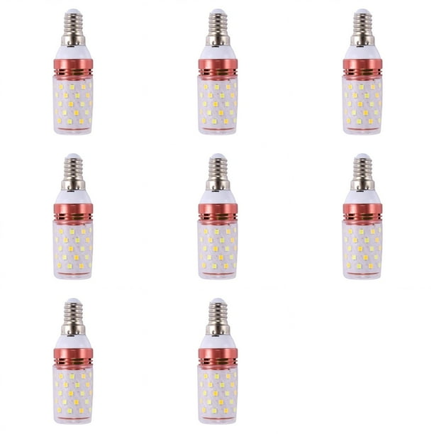 8X Luz de 3 Colores Integrada SMD LED Lampara de Maiz E14 AC85V - 265V Luz Calido Alta Ahorro de Energia Pequena Luz LED Bombilla 12W