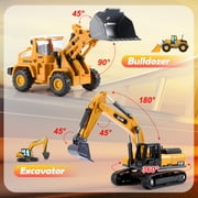 Toys Gifts for 3 4 5 6 7 Years Old Boys, Engineering Construction Vehicles Truck, Construction Toys Set with Truck, Excavator and Bulldozer, Alloy