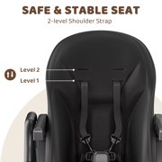 AILEEKISS Foldable High Chair for Baby, Toddler Eating Chair with Detachable Double Trays, Black
