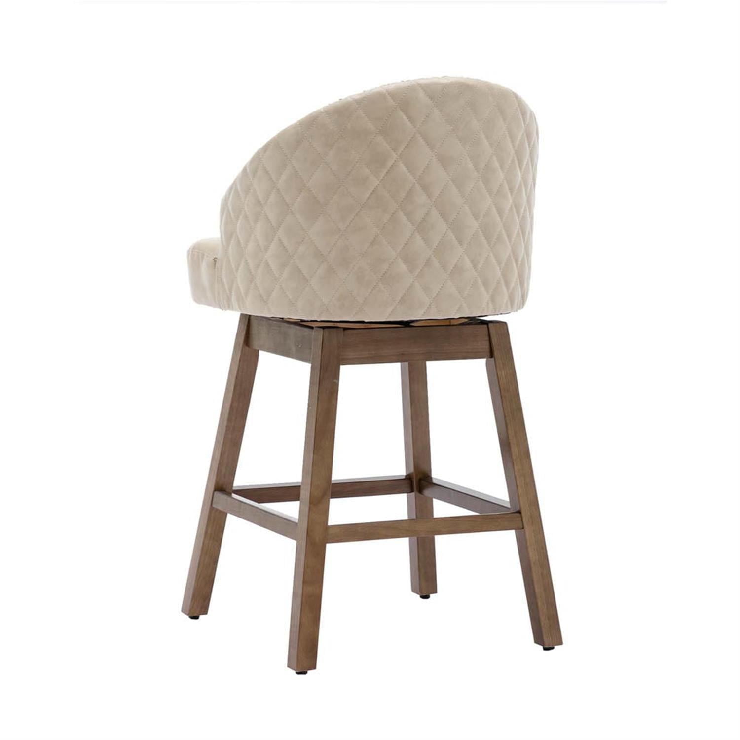 Demi Bonn 39" Counter Height Bar Stools Set of 2, PU Leather Upholstered Swivel Barstools with Backrest, Kitchen Island Countertop Chairs for Dining Room, Beige