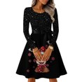 thumbnail image 5 of Women's Casual Fashion Long Sleeve Christmas Graphic Printed Vintage Dress with Round Neck for Retro Style and Holiday Occasions, Perfect for Women's Everyday Fashion,Deep Red,S, 5 of 6