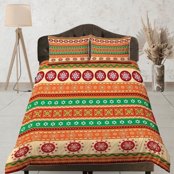 Navidad Juego De Funda Nórdica Con Almohadas Navidad Patrón Dormitorio Ropa De Cama Consolador