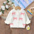thumbnail image 2 of Pull Tricoté Mignon à Col Rond Manches Longues pour Bébé Fille 0-3T, Chandail en Molleton Chaud pour Enfants Blanc, 2 of 4