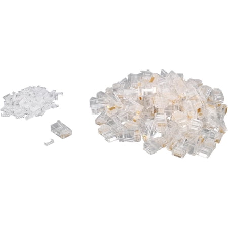 UPC: 0757120275756 | C2G/Cables To Go 27575 RJ45 Cat5E Modular Plug for Round Solid/Stranded Cable – 100 Pack