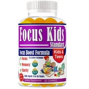 Focus Kids Standard Kids Brain Booster Omega 3 6 9 Supplements- DHA & EPA for Cognitive Health, Support Memory, Mental Clarity, Concentration for Children and Teens - Fruity Flavor Vitamins 60 Count