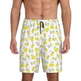 thumbnail image 1 of Balery Yellow Lemon Leaves Pantalones cortos de pijama de punto de algodón para hombre con cinturilla y bolsillos-Large, 1 of 6