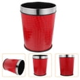 thumbnail image 2 of Retro Style Red Plastic, Leather Wastebasket with Stainless Steel Ring - 5L Capacity, 2 of 7