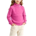 thumbnail image 3 of Wilark Toddler Girls Sweaters Long Sleeve Cute Ruffle Mock Neck Casual Fall Knitted Tops Hot Pink 3 T, 3 of 9
