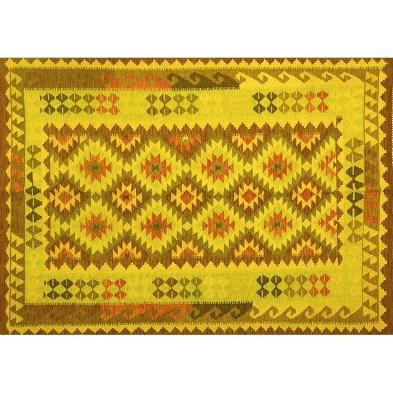 Ahgly Company Indoor Rectangle Southwestern Yellow Country Area Rugs, 4' x 6'